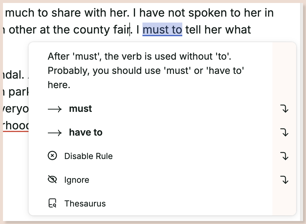 incorrect infinitive highlighted in ProWritingAid