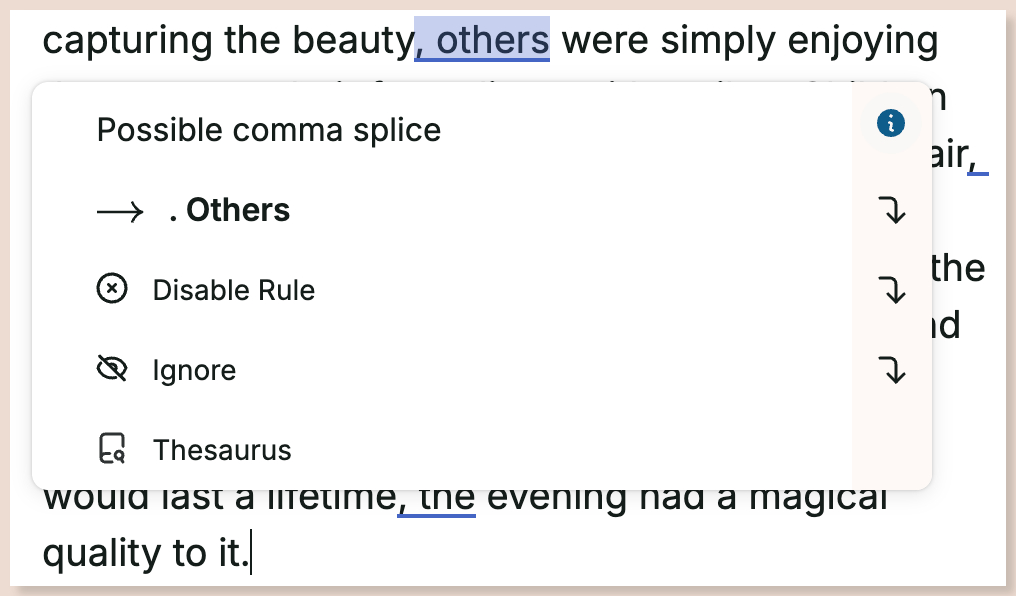 Screenshot showing ProWritingAid's web editor