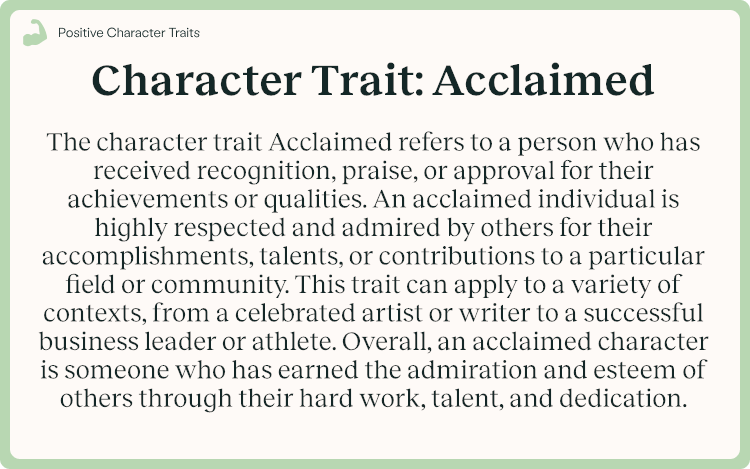 Character Trait Acclaimed