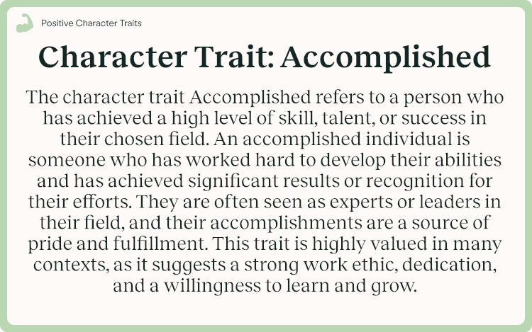 Character Trait Accomplished