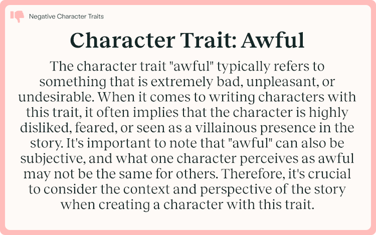 Character Trait Awful