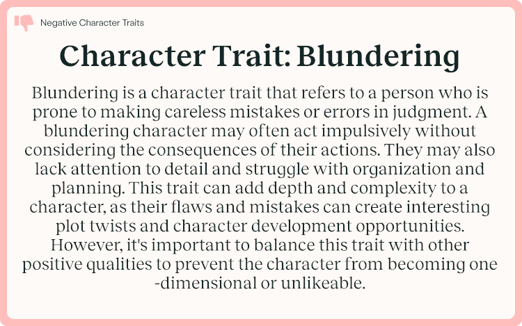 Character Trait Blundering