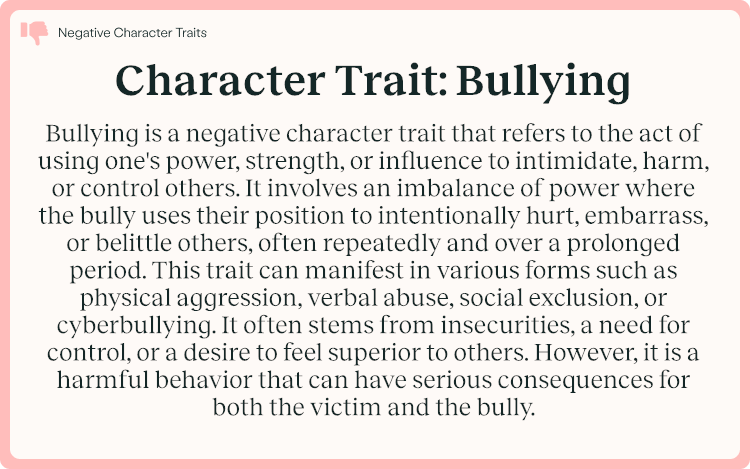 Character Trait Bullying