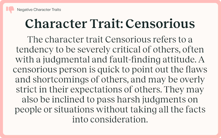 Character Trait Censorious