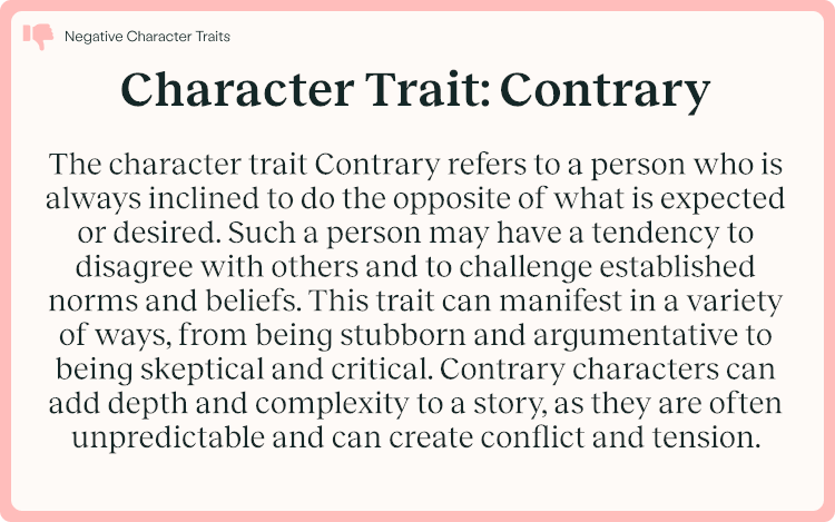 Character Trait Contrary