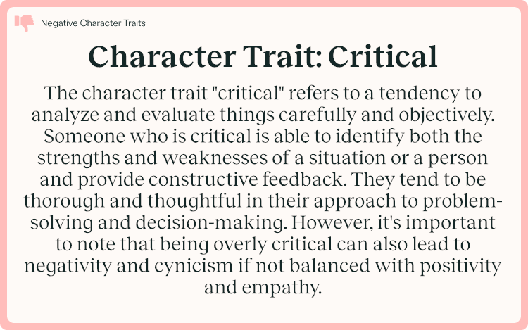 Character Trait Critical