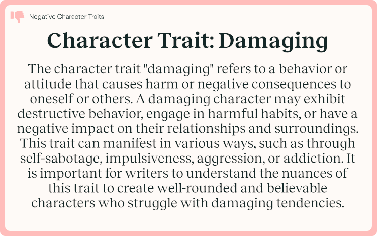 Character Trait Damaging