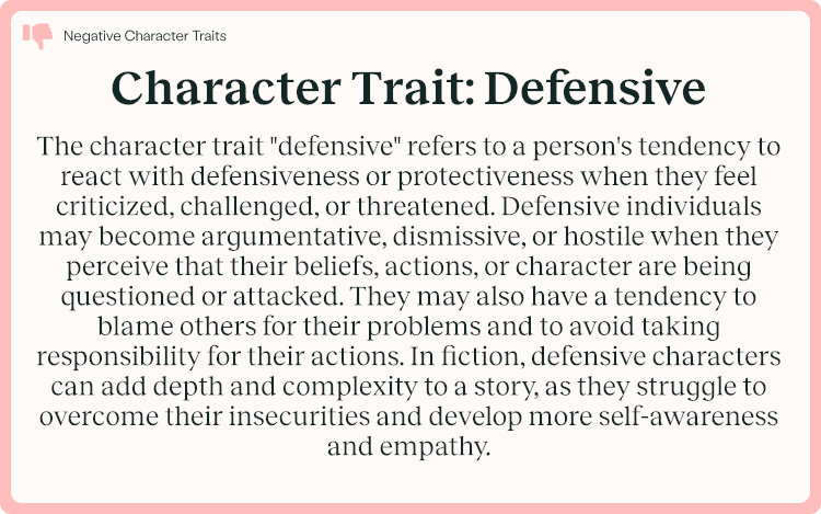 Character Trait Defensive