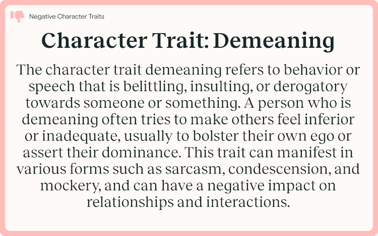 Character Trait Demeaning