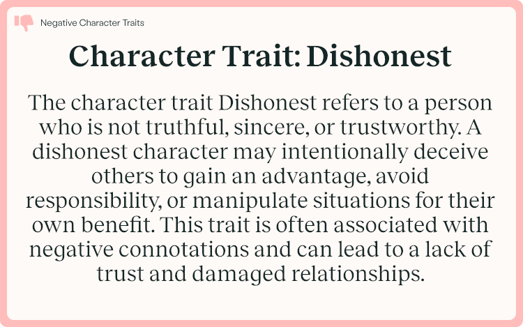 Character Trait Dishonest