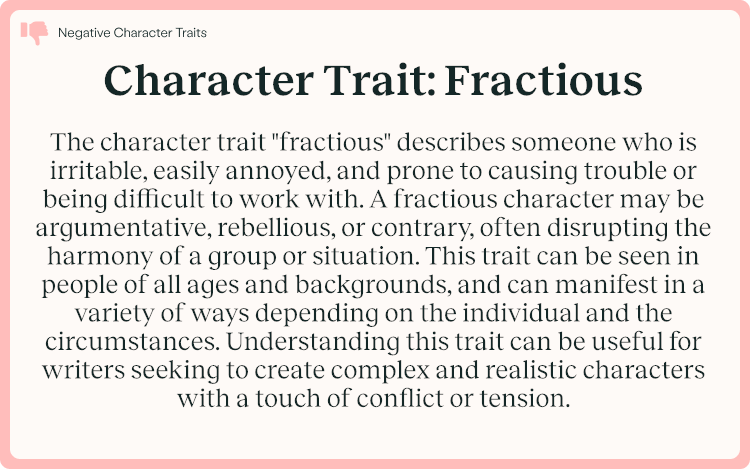 Character Trait Fractious