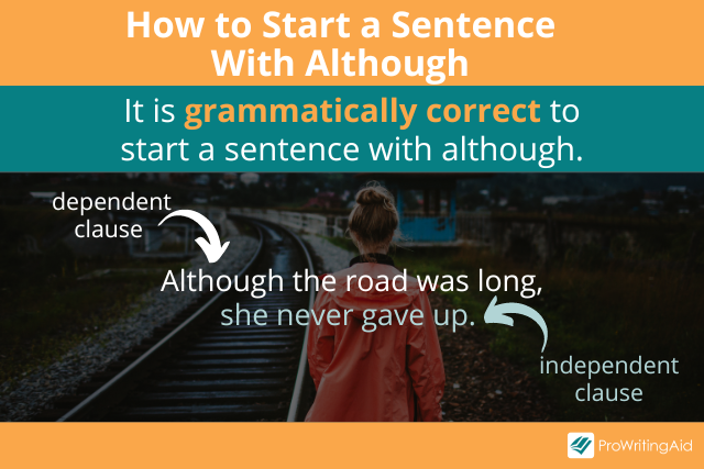 how to start a sentence with although