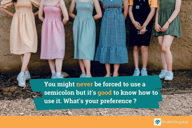 Images showing styles for semicolon