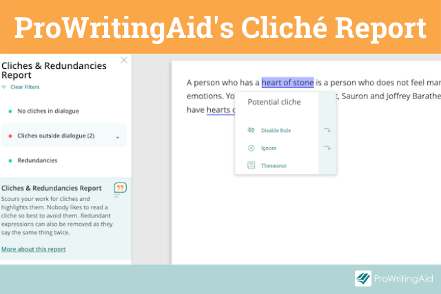 Screenshot of ProWritingAid's cliche report