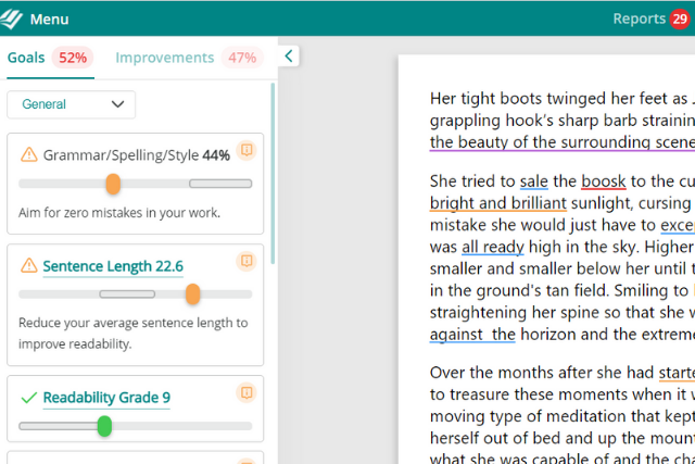 Screenshot of ProWritingAid's wed editor