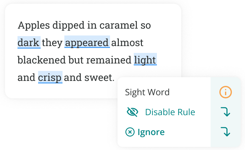 ProWritingAid detecting sight words