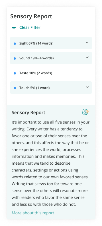 ProWritingAid's Sensory report