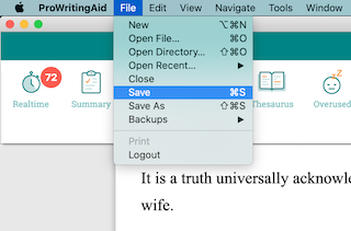 save in prowritingaid desktop app