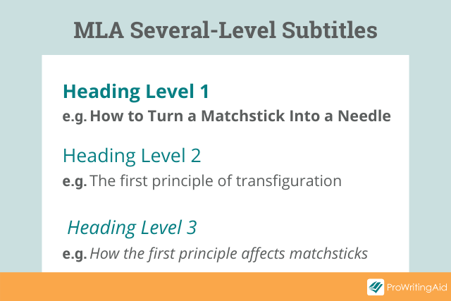 three different formats to denote different subtitle levels