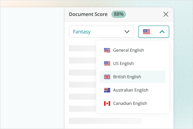 ProWritingAid's language selection