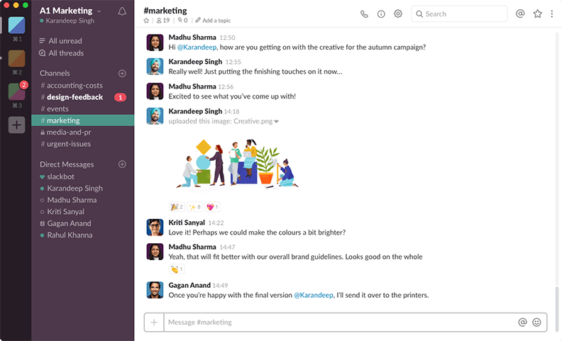 Image of Slack dashboard