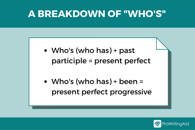 Image showing the tenses of who's