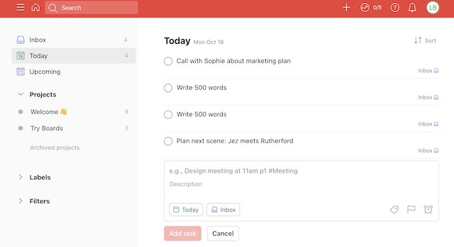 Todoist interface