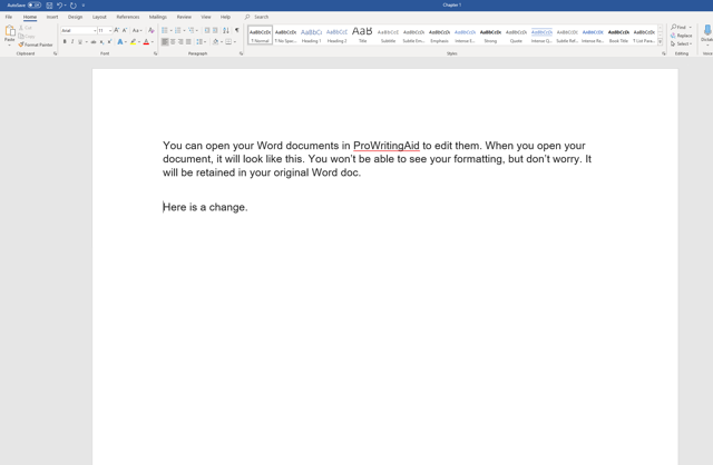 ProWritingAid edits saved in Word
